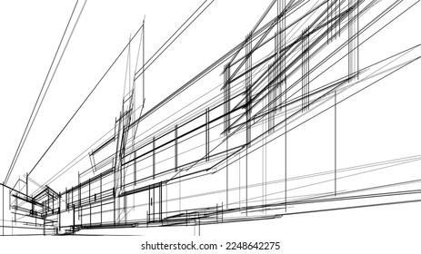 house building sketch architectural 3d illustration