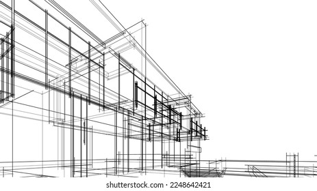 house building sketch architectural 3d illustration