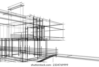 house building sketch architectural 3d illustration