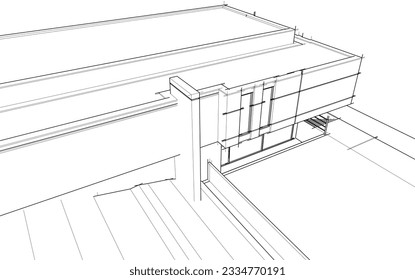 house building sketch architectural 3d illustration