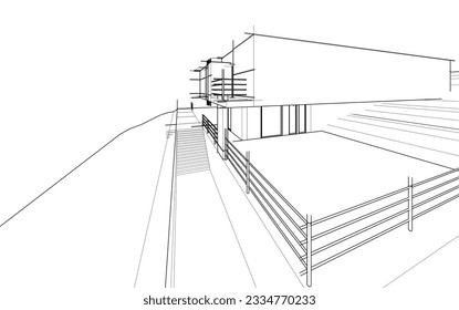 house building sketch architectural 3d illustration