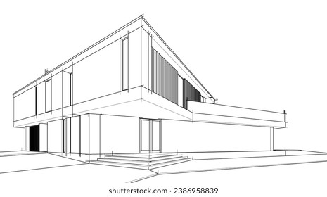 house building sketch architectural 3d illustration