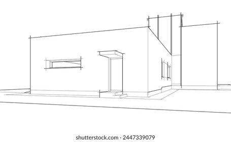 Gebäudeskizze Architektonische 3D-Illustration