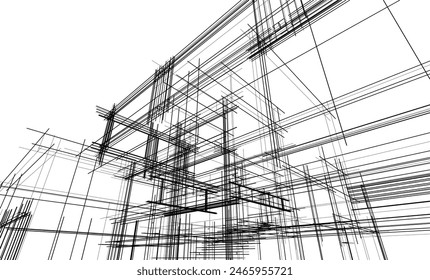 house building sketch architectural 3d illustration