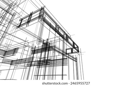 house building sketch architectural 3d illustration