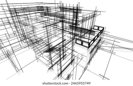house building sketch architectural 3d illustration