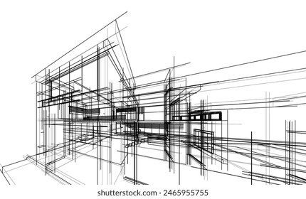 house building sketch architectural 3d illustration