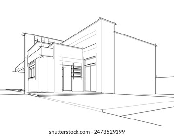 house building sketch architectural 3d illustration