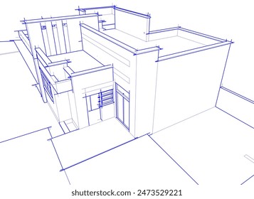 house building sketch architectural 3d illustration