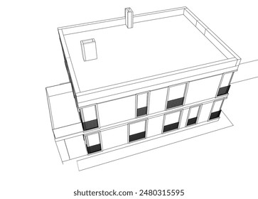 house building sketch architectural 3d illustration