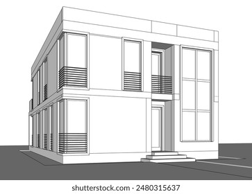 house building sketch architectural 3d illustration