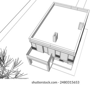 house building sketch architectural 3d illustration