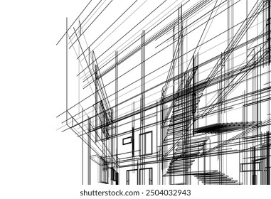 House building sketch architectural 3d illustration