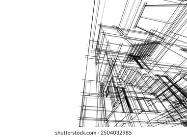 House building sketch architectural 3d illustration
