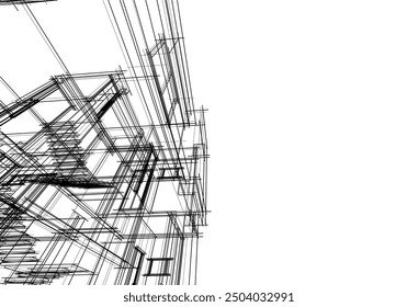 House building sketch architectural 3d illustration