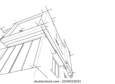 House building sketch architectural 3d illustration