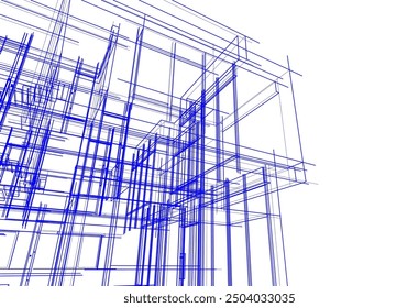 House building sketch architectural 3d illustration