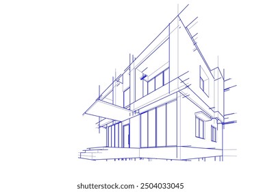 House building sketch architectural 3d illustration