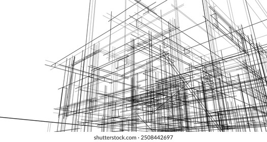 house building sketch architectural  3d illustration
