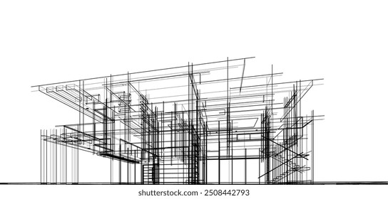 house building sketch architectural  3d illustration