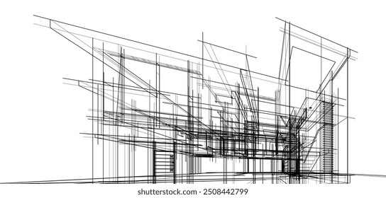 house building sketch architectural  3d illustration