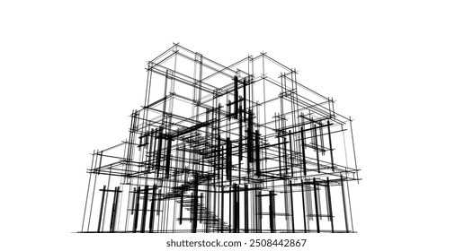 house building sketch architectural  3d illustration