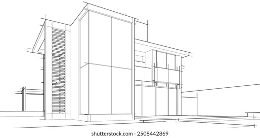 house building sketch architectural  3d illustration