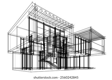 House building sketch architectural 3d rendering