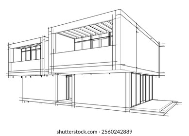 House building sketch architectural 3d rendering