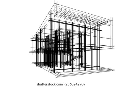 House building sketch architectural 3d rendering