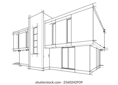 House building sketch architectural 3d rendering