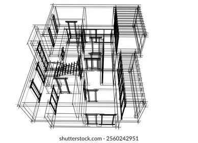 House building sketch architectural 3d rendering