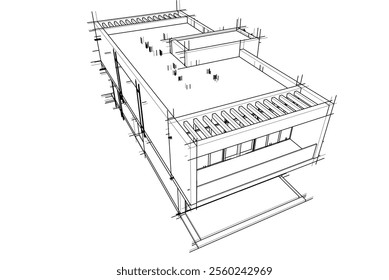 House building sketch architectural 3d rendering