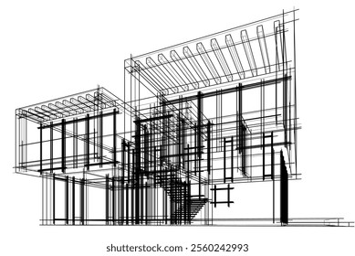 House building sketch architectural 3d rendering