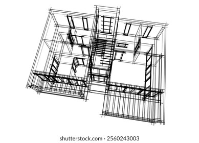 House building sketch architectural 3d rendering