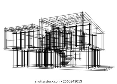 House building sketch architectural 3d rendering