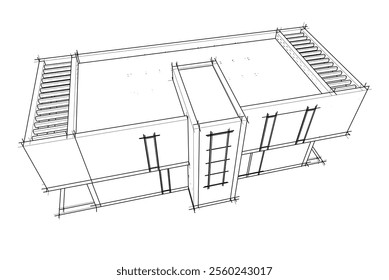 House building sketch architectural 3d rendering