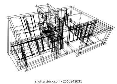 House building sketch architectural 3d rendering