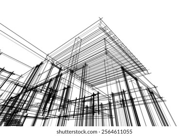 House building sketch architectural 3d rendering