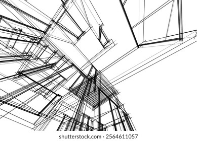 House building sketch architectural 3d rendering