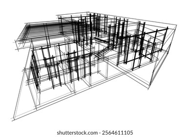 House building sketch architectural 3d rendering