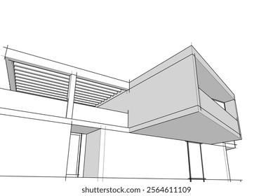 House building sketch architectural 3d rendering
