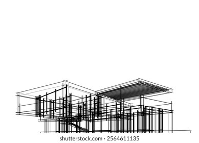 House building sketch architectural 3d rendering