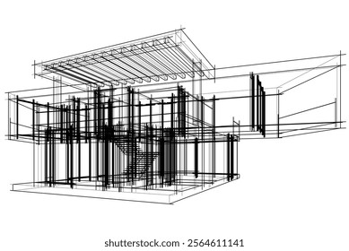 House building sketch architectural 3d rendering