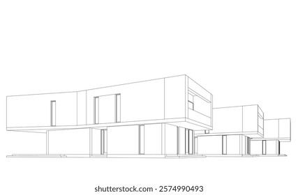 House building sketch architectural 3d illustration