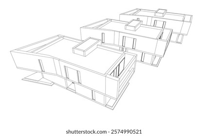 House building sketch architectural 3d illustration