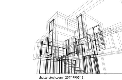 House building sketch architectural 3d illustration