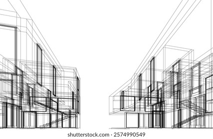 House building sketch architectural 3d illustration
