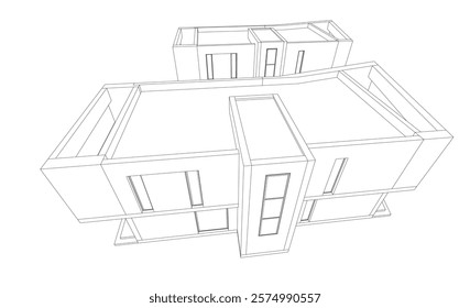 House building sketch architectural 3d illustration