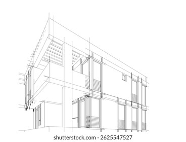 House building sketch architectural 3d illustration
